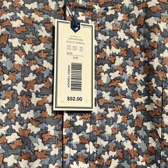 ROWM Brown, blue and white Button down shirt. 3XB. Brand new with tags. - Picture 3 of 4